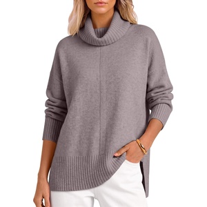 image:imageANRABESS Womens Oversized Cowl Neck Cozy Batwing Long Sleeve Fall SweaterNutmeg