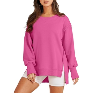 image:imageANRABESS Womens Oversized Crew Neck Sweatshirt Long Sleeve ShirtsHot Pink