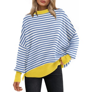 image:imageANRABESS Womens Oversized Knit Sweaters 2026 Fall OutfitsBlue White