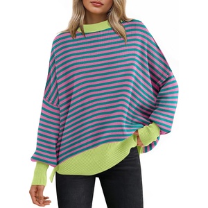 image:imageANRABESS Womens Oversized Knit Sweaters 2026 Fall OutfitsPink Green