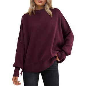 image:imageANRABESS Womens Oversized Knit Sweaters 2026 Fall OutfitsWine Red
