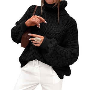 image:imageANRABESS Womens Oversized Sweaters Cable Knit Chunky Turtleneck PulloverBlack