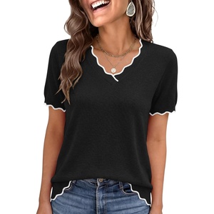 image:imageANRABESS Womens Short Sleeve Lightweight Sweater Business Casual Tops0black