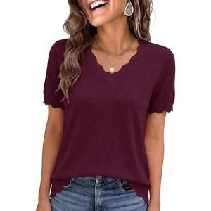 image:imageANRABESS Womens Short Sleeve Lightweight Sweater Business Casual TopsDark Red