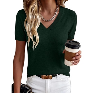 image:imageANRABESS Womens Short Sleeve Sweater Top Wool Blend Business Casual OutfitsDrak Green