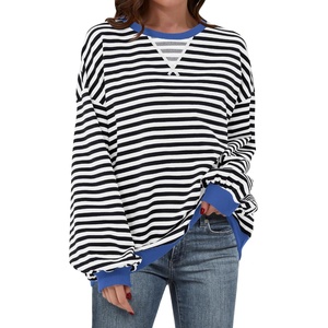 image:imageANRABESS Womens Striped Oversized SweatshirtsBlack White