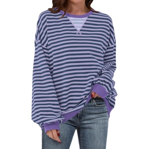 image:imageANRABESS Womens Striped Oversized SweatshirtsBlue Purple