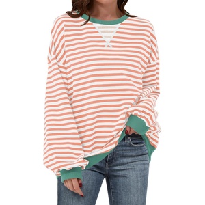 image:imageANRABESS Womens Striped Oversized SweatshirtsOrange White