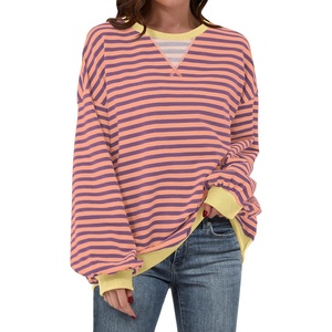 image:imageANRABESS Womens Striped Oversized SweatshirtsPurple Orange