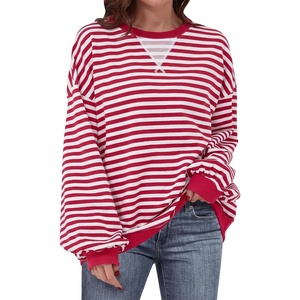 image:imageANRABESS Womens Striped Oversized SweatshirtsRed White Stripe