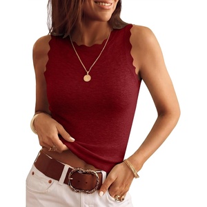 image:imageANRABESS Womens Summer Scalloped Sweater Tank TopsWine Red
