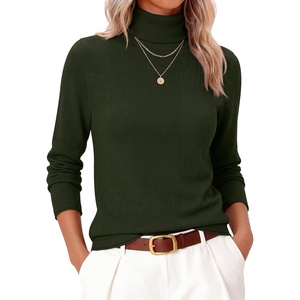 image:imageANRABESS Womens Turtleneck Wool Blend Lightweight SweatersArmy Green