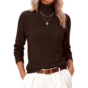 image:imageANRABESS Womens Turtleneck Wool Blend Lightweight SweatersDark Brown