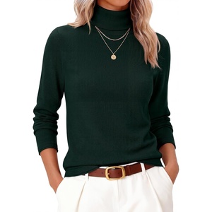image:imageANRABESS Womens Turtleneck Wool Blend Lightweight SweatersDark Green