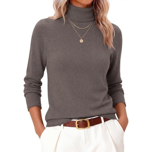 image:imageANRABESS Womens Turtleneck Wool Blend Lightweight SweatersDark Taupe