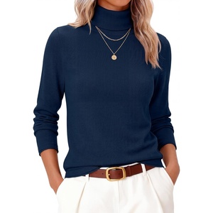 image:imageANRABESS Womens Turtleneck Wool Blend Lightweight SweatersDeep Blue