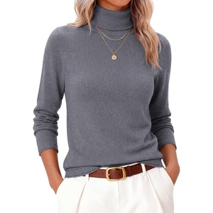 image:imageANRABESS Womens Turtleneck Wool Blend Lightweight SweatersDeep Grey