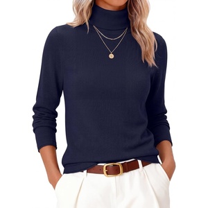 image:imageANRABESS Womens Turtleneck Wool Blend Lightweight SweatersNavy Blue