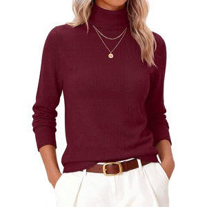 image:imageANRABESS Womens Turtleneck Wool Blend Lightweight SweatersWine Red