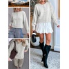 image:imageANRABESS Cardigan Sweaters for Women Loose Fit Button Down Puff SleeveLight Grey