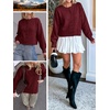 image:imageANRABESS Cardigan Sweaters for Women Loose Fit Button Down Puff SleeveRed