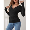 image:imageANRABESS Long Sleeve Shirts for Women V Neck Slim Fit Fall TopsBlack