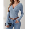 image:imageANRABESS Long Sleeve Shirts for Women V Neck Slim Fit Fall TopsBlue