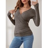 image:imageANRABESS Long Sleeve Shirts for Women V Neck Slim Fit Fall TopsCool Ash Brown