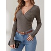 image:imageANRABESS Long Sleeve Shirts for Women V Neck Slim Fit Fall TopsCool Ash Brown