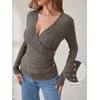 image:imageANRABESS Long Sleeve Shirts for Women V Neck Slim Fit Fall TopsCool Ash Brown