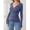 image:imageANRABESS Long Sleeve Shirts for Women V Neck Slim Fit Fall TopsDark Blue