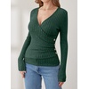 image:imageANRABESS Long Sleeve Shirts for Women V Neck Slim Fit Fall TopsGreen
