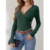 image:imageANRABESS Long Sleeve Shirts for Women V Neck Slim Fit Fall TopsGreen