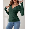 image:imageANRABESS Long Sleeve Shirts for Women V Neck Slim Fit Fall TopsGreen