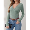 image:imageANRABESS Long Sleeve Shirts for Women V Neck Slim Fit Fall TopsLight Green