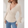 image:imageANRABESS Long Sleeve Shirts for Women V Neck Slim Fit Fall TopsLight Khaki