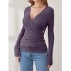 image:imageANRABESS Long Sleeve Shirts for Women V Neck Slim Fit Fall TopsPurple