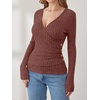 image:imageANRABESS Long Sleeve Shirts for Women V Neck Slim Fit Fall TopsRust Orange