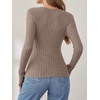 image:imageANRABESS Long Sleeve Shirts for Women V Neck Slim Fit Fall TopsTan