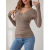 image:imageANRABESS Long Sleeve Shirts for Women V Neck Slim Fit Fall TopsTan