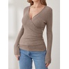 image:imageANRABESS Long Sleeve Shirts for Women V Neck Slim Fit Fall TopsTan
