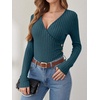 image:imageANRABESS Long Sleeve Shirts for Women V Neck Slim Fit Fall TopsTeal