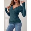 image:imageANRABESS Long Sleeve Shirts for Women V Neck Slim Fit Fall TopsTeal
