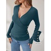 image:imageANRABESS Long Sleeve Shirts for Women V Neck Slim Fit Fall TopsTeal
