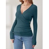 image:imageANRABESS Long Sleeve Shirts for Women V Neck Slim Fit Fall TopsTeal
