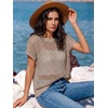 image:imageANRABESS Short Sleeve Sweater for Women Summer Crochet Knit TopsKhaki