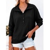 image:imageANRABESS Sweatshirt for Womens Waffle Knit Henley PulloverBlack