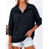 image:imageANRABESS Sweatshirt for Womens Waffle Knit Henley PulloverNavy