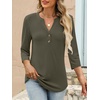 image:imageANRABESS Women 34 Sleeve Shirt V Neck Henley TopsArmy Green
