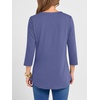 image:imageANRABESS Women 34 Sleeve Shirt V Neck Henley TopsBlue Gray